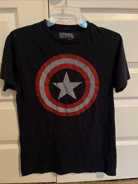 Marvel Blue T-Shirt with Red and Gray Shield Graphic